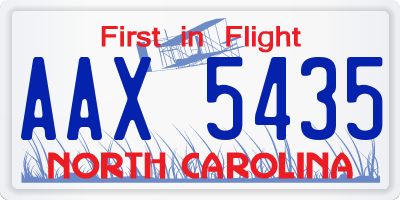 NC license plate AAX5435