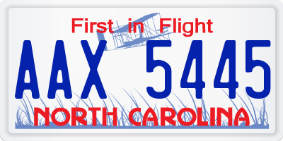 NC license plate AAX5445
