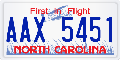 NC license plate AAX5451