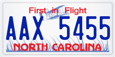 NC license plate AAX5455