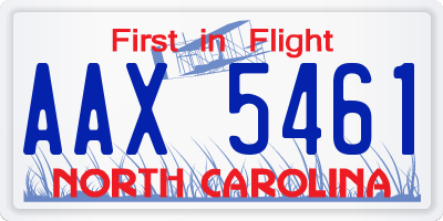 NC license plate AAX5461