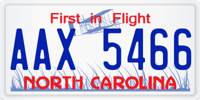 NC license plate AAX5466