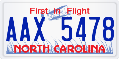 NC license plate AAX5478