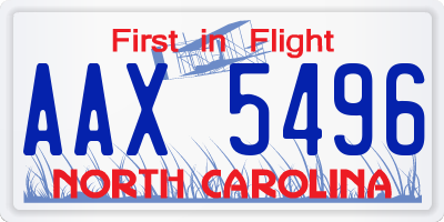 NC license plate AAX5496