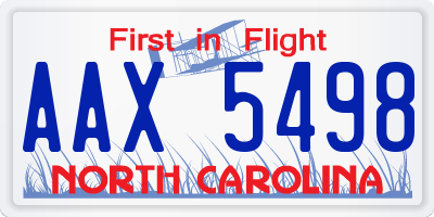 NC license plate AAX5498
