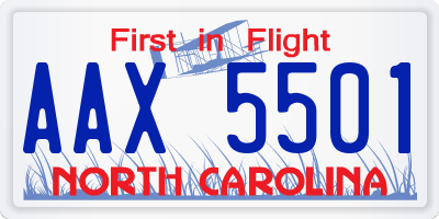 NC license plate AAX5501