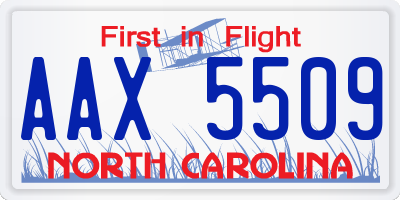 NC license plate AAX5509