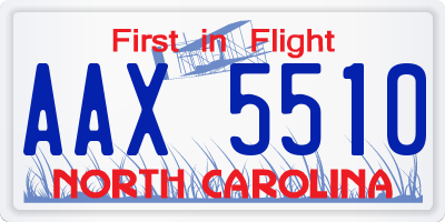 NC license plate AAX5510