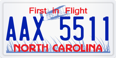 NC license plate AAX5511