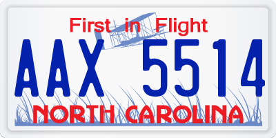 NC license plate AAX5514