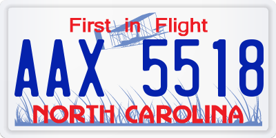 NC license plate AAX5518