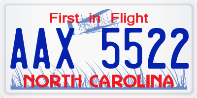 NC license plate AAX5522