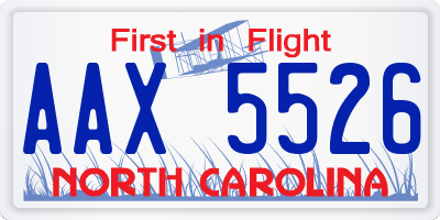 NC license plate AAX5526