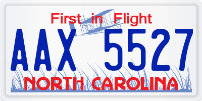 NC license plate AAX5527