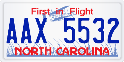 NC license plate AAX5532