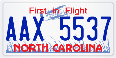 NC license plate AAX5537