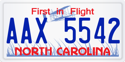 NC license plate AAX5542