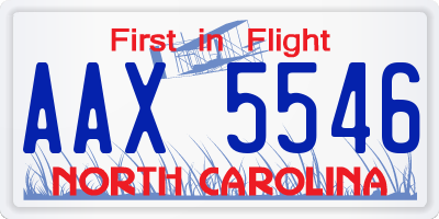 NC license plate AAX5546