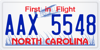 NC license plate AAX5548