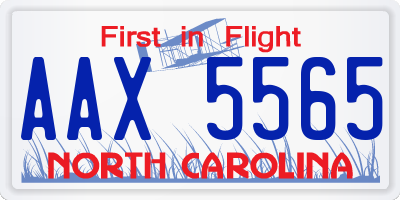 NC license plate AAX5565
