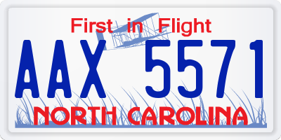 NC license plate AAX5571