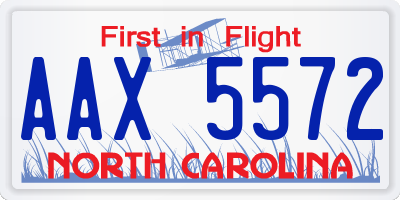 NC license plate AAX5572
