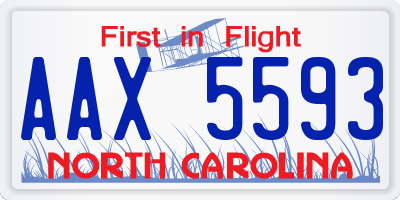 NC license plate AAX5593