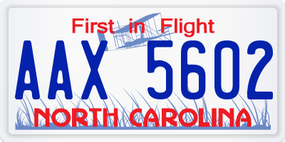 NC license plate AAX5602