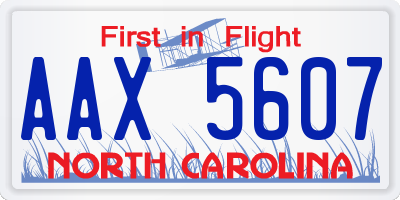 NC license plate AAX5607