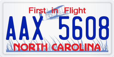 NC license plate AAX5608