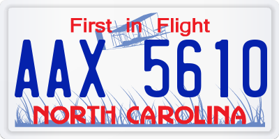 NC license plate AAX5610