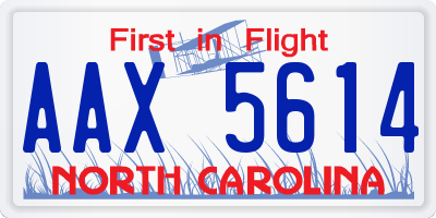 NC license plate AAX5614