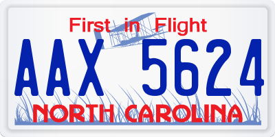 NC license plate AAX5624