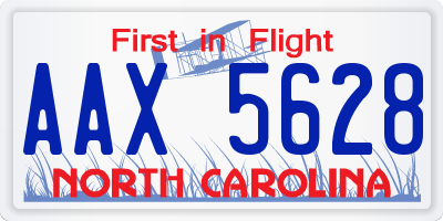 NC license plate AAX5628