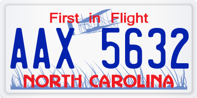 NC license plate AAX5632
