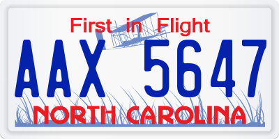 NC license plate AAX5647