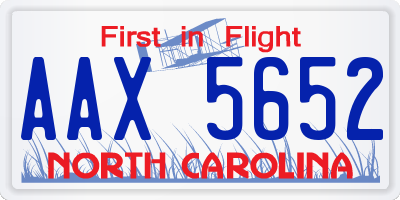 NC license plate AAX5652