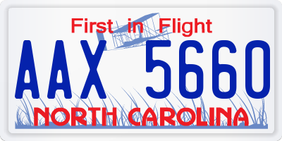 NC license plate AAX5660