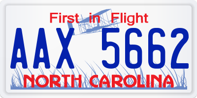 NC license plate AAX5662