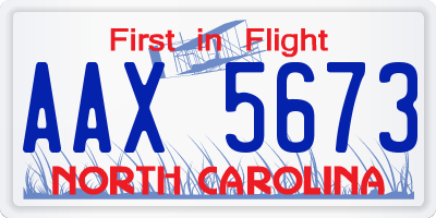 NC license plate AAX5673
