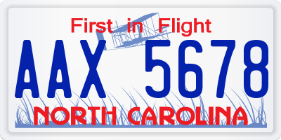 NC license plate AAX5678