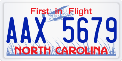 NC license plate AAX5679