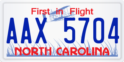 NC license plate AAX5704