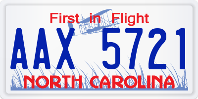NC license plate AAX5721