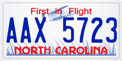 NC license plate AAX5723