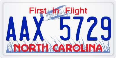 NC license plate AAX5729