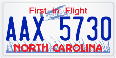 NC license plate AAX5730