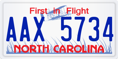 NC license plate AAX5734