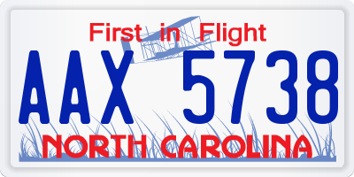NC license plate AAX5738