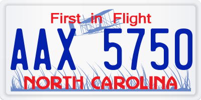 NC license plate AAX5750